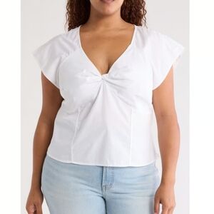 Madewell Twist Front Seamed Top In Poplin Size 6
